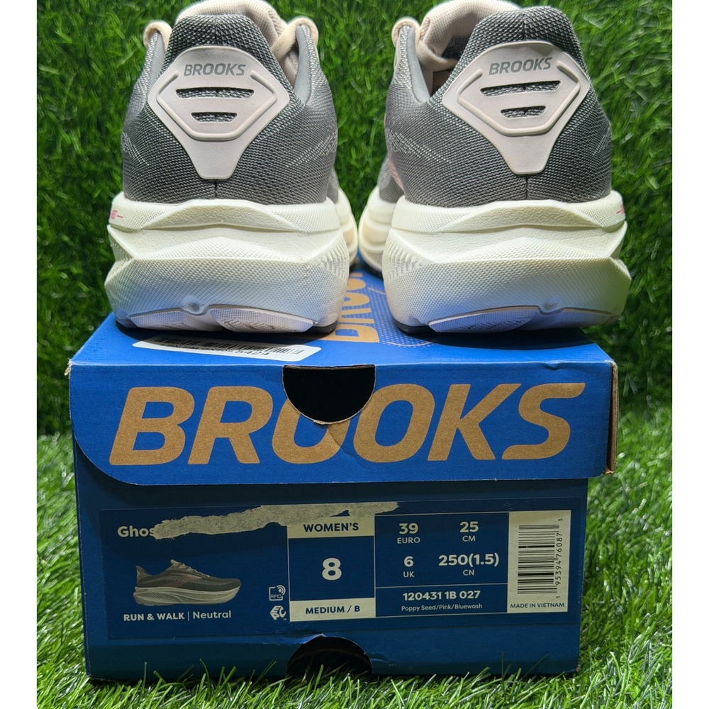 Brooks Ghost 17 Womens sz 8 Running Shoes Poppy Seed Pink Bluewash 1204311B027 - Picture 3 of 10